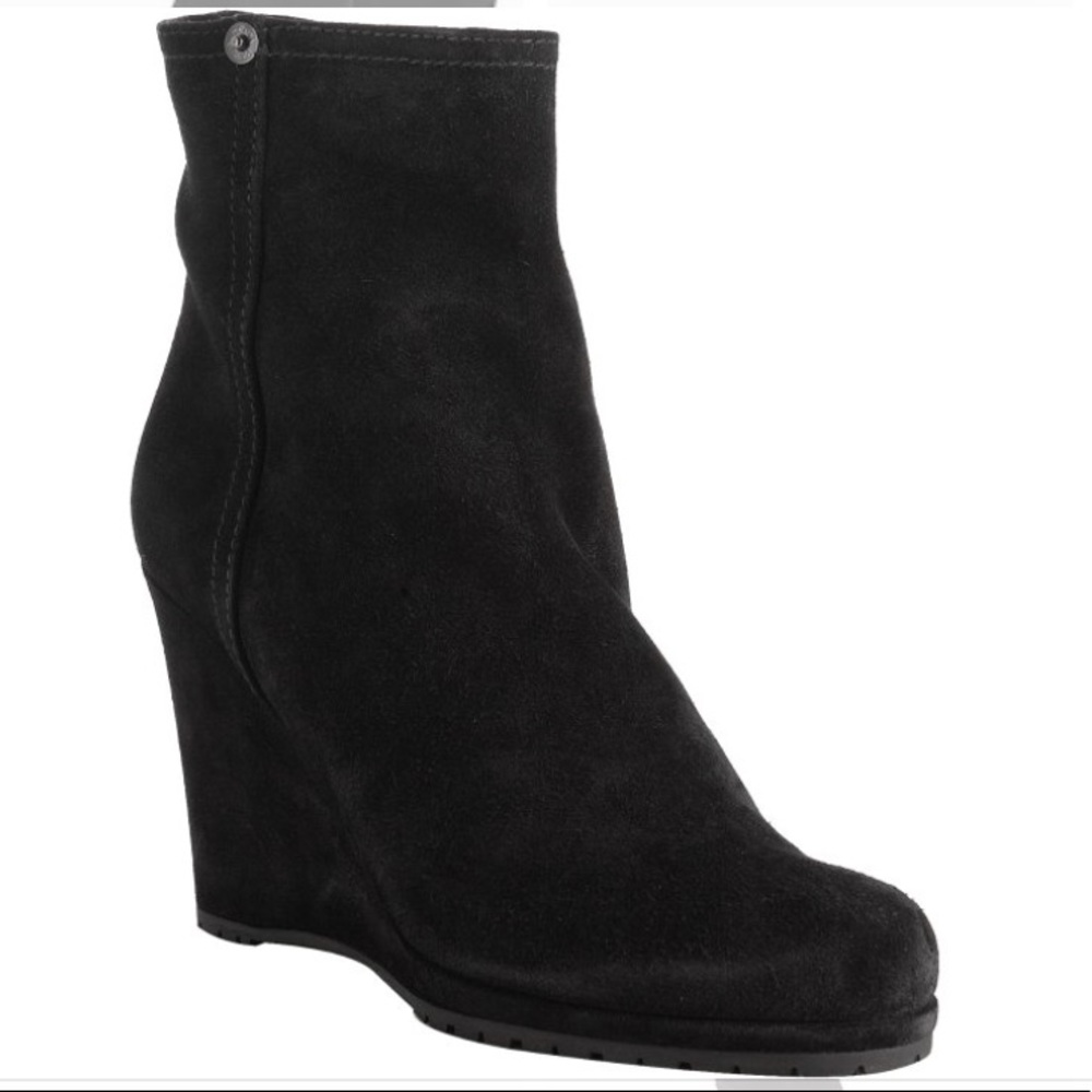 PRADA sport black suede wedge ankle boot